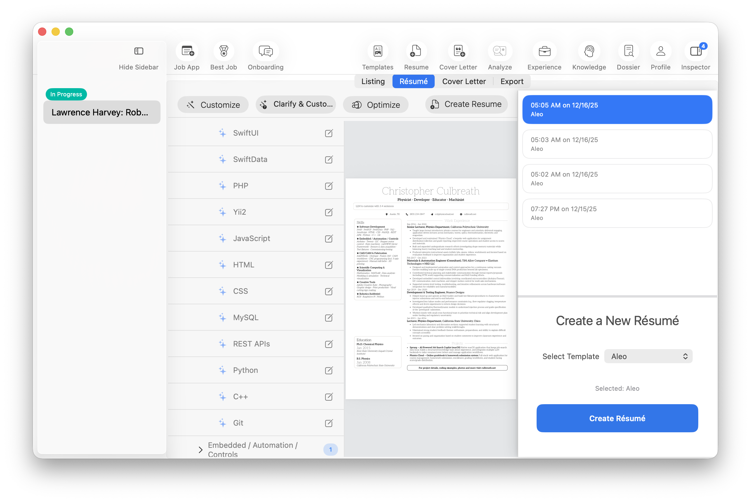 Sprung application interface